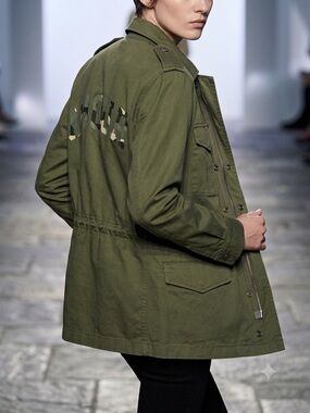 Zadig & Voltaire Olive Green Military Field Jacket AMOUR Camo Back - XS